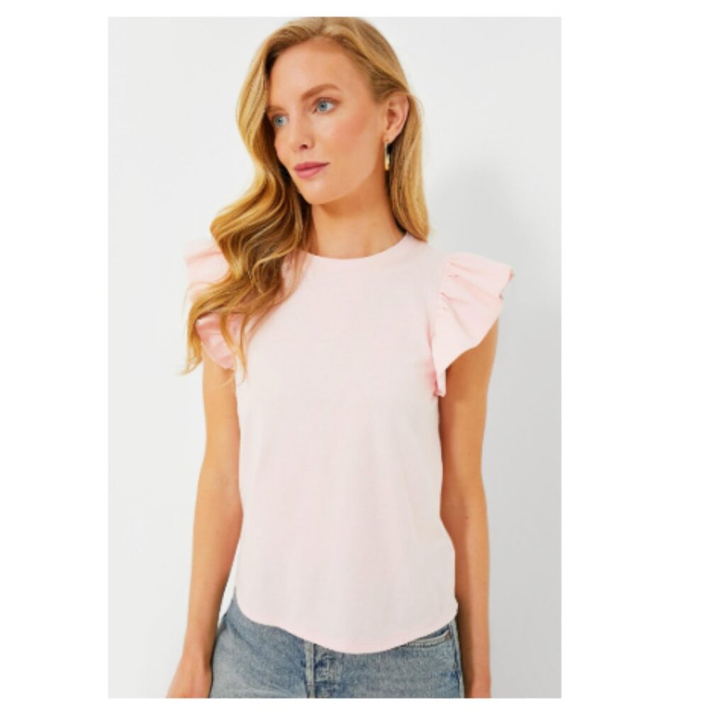 Tuckernuck Light Pink Kaia Flutter Sleeve Tee Size Medium